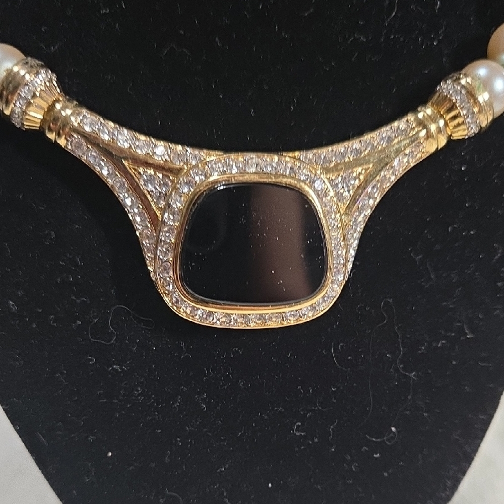 Nina Ricci Gold and Black Statement Necklace